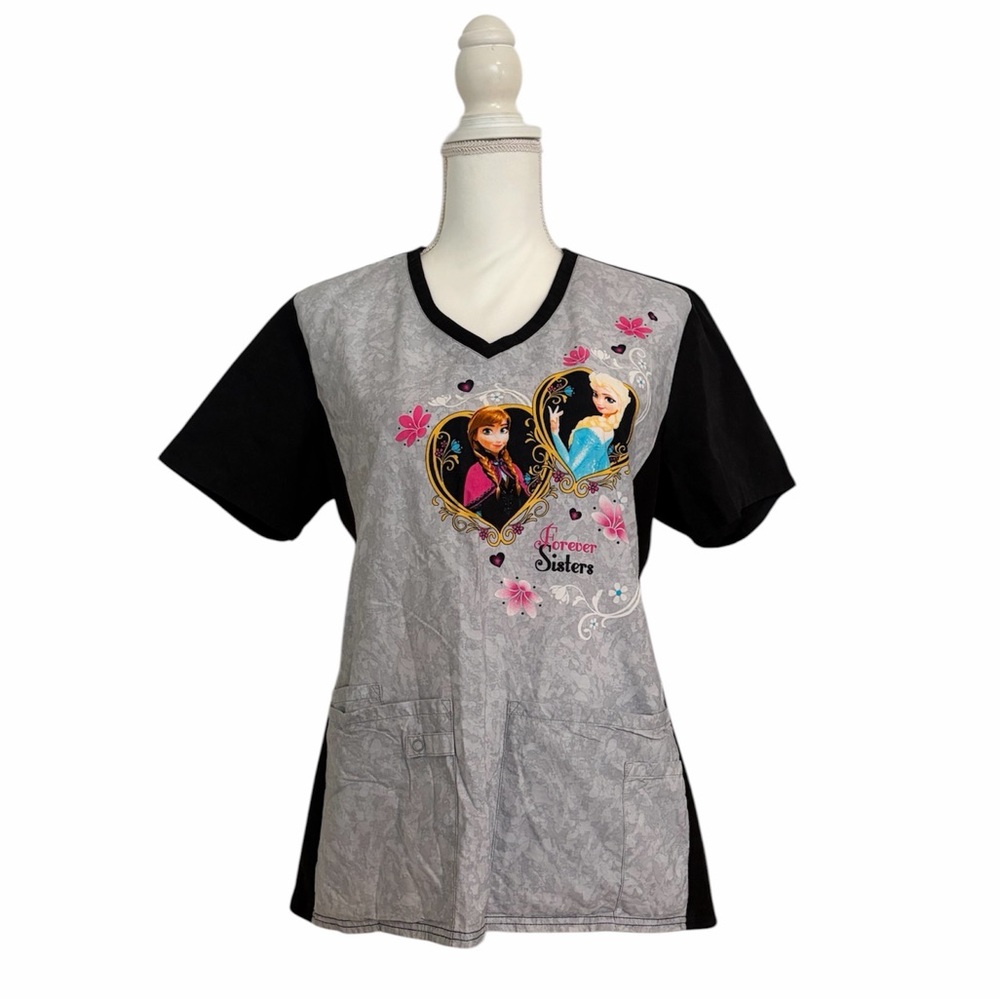Disney Frozen Princesses “Forever Sisters” Nursing Medical Scrub Top Women’s Med